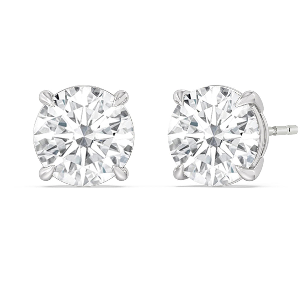 Certified Lab Diamond Luxe Four Prong Stud Earrings (IGI G+ VS+) with Platinum / Lab / 10 Cut Diamond in 14KT Platinum / Lab / 10 view 1
