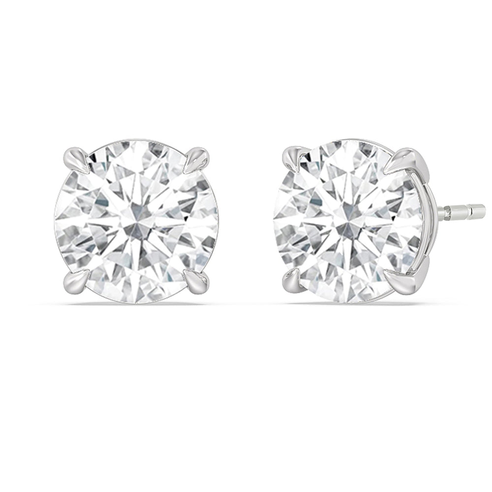 Certified Lab Diamond Luxe Four Prong Stud Earrings (E+ VVS+) with Platinum / Lab / 10 Cut Diamond in 14KT Platinum / Lab / 10 view 1
