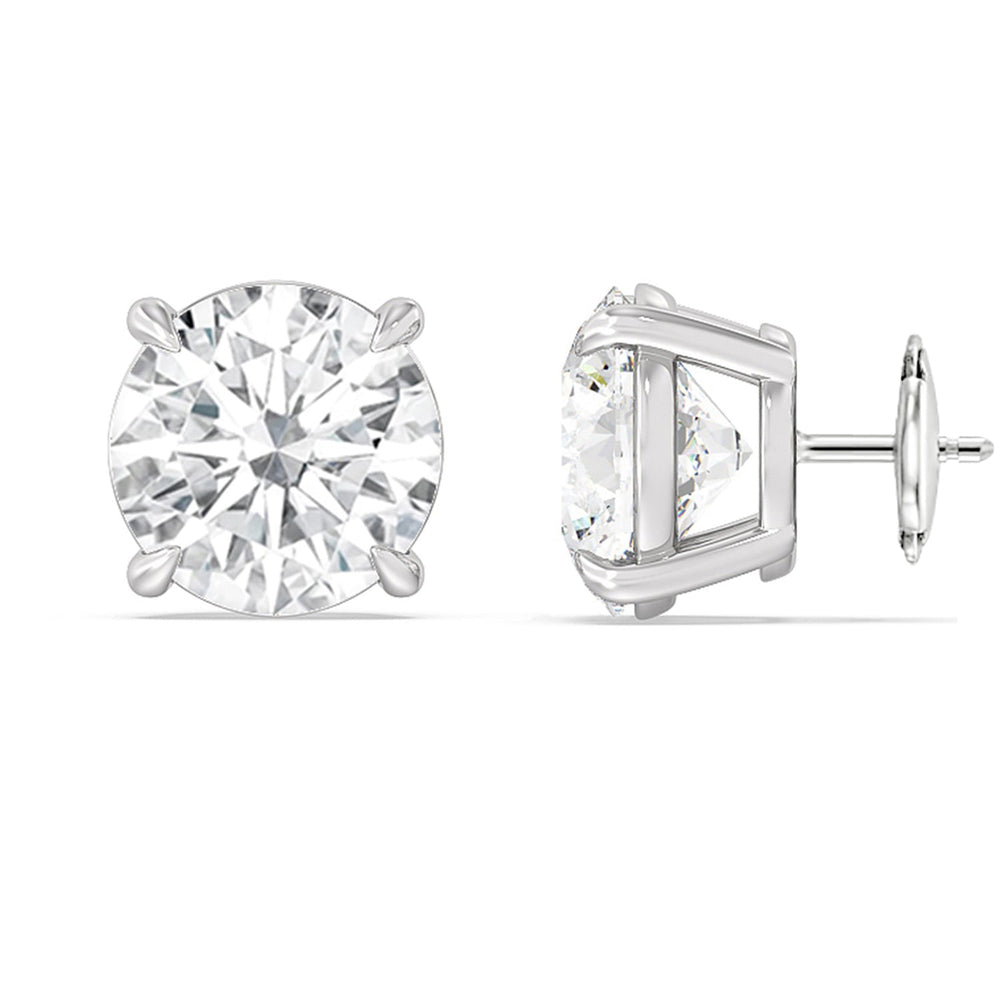 Certified Lab Diamond Luxe Four Prong Stud Earrings (E+ VVS+) with Platinum / Lab / 10 Cut Diamond in 14KT Platinum / Lab / 10 view 4
