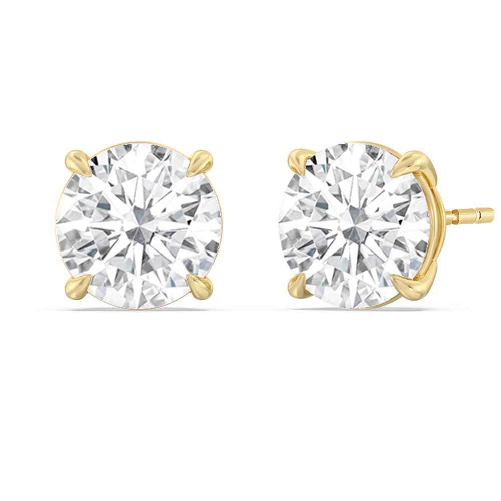 Certified Lab Diamond Luxe Four Prong Stud Earrings (IGI G+ VS+) with 18KT Yellow Gold / Lab / 10 Cut Diamond in 14KT Yellow Gold / Lab / 10 view 1
