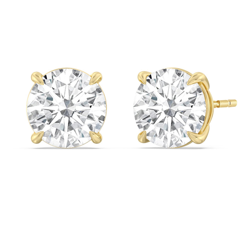 Certified Lab Diamond Luxe Four Prong Stud Earrings (E+ VVS+) with 18KT Yellow Gold / Lab / 10 Cut Diamond in 14KT Yellow Gold / Lab / 10 view 1
