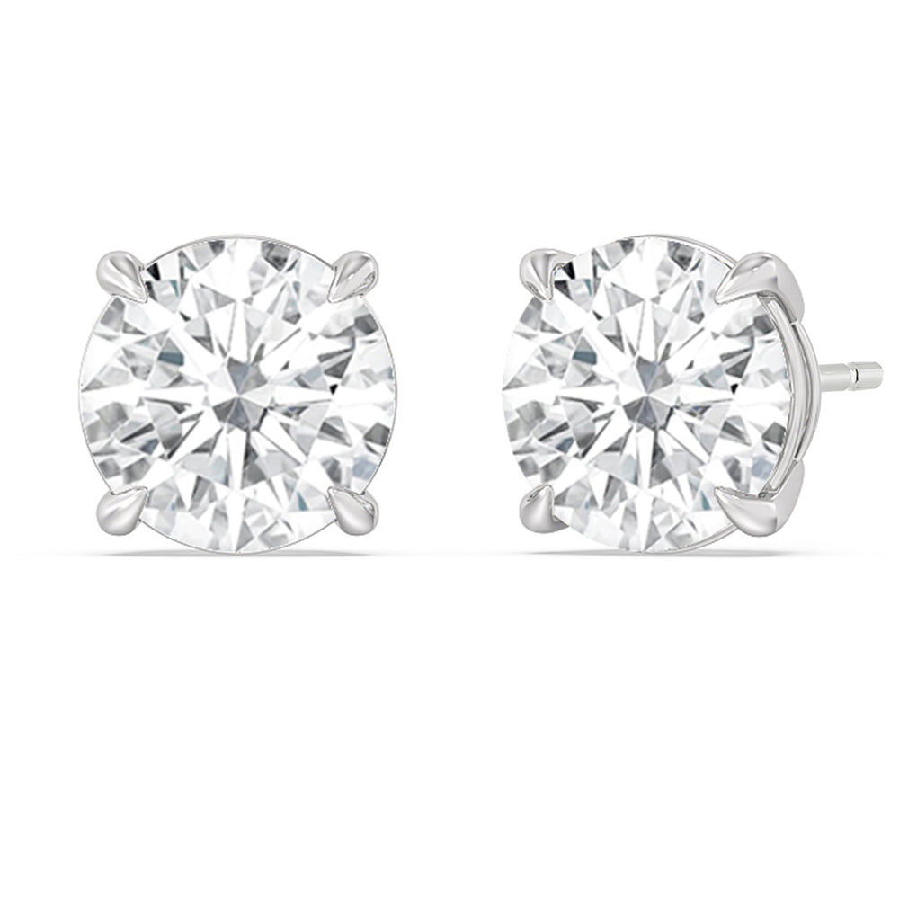 Certified Luxe Four Prong Lab Diamond Stud Earrings (IGI G+ VS+) with Platinum / Lab / 12 Cut Diamond in 14KT Platinum / Lab / 12 view 1
