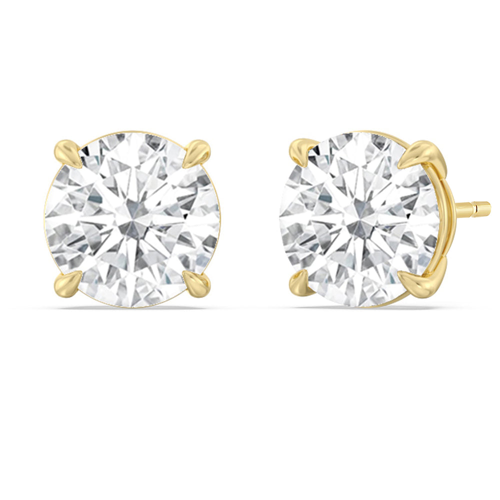 Certified Luxe Four Prong Lab Diamond Stud Earrings (IGI G+ VS+) with 18KT Yellow Gold / Lab / 12 Cut Diamond in 14KT Yellow Gold / Lab / 12 view 1
