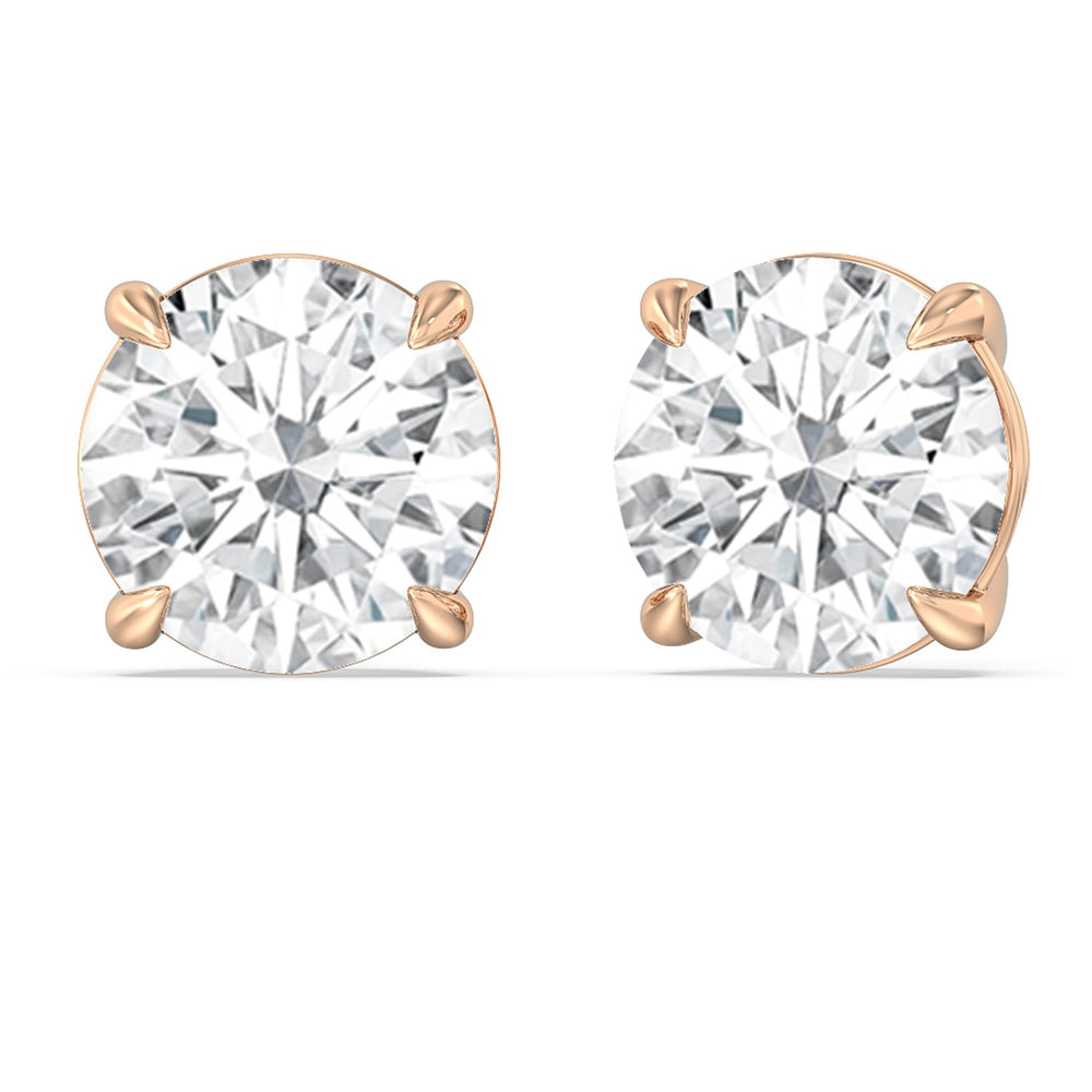Certified Luxe Four Prong Lab Diamond Stud Earrings (IGI G+ VS+) with 18KT Rose Gold / Lab / 20 Cut Diamond in 14KT Rose Gold / Lab / 20 view 1
