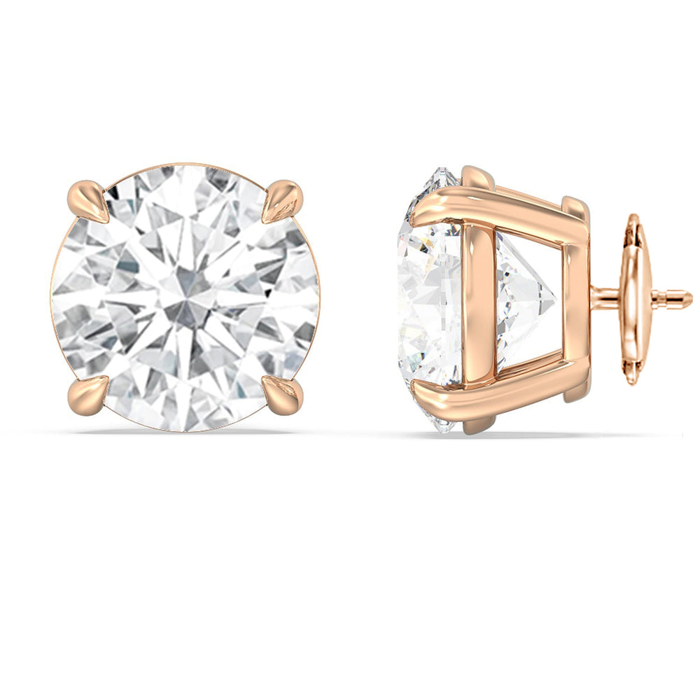 Certified Luxe Four Prong Lab Diamond Stud Earrings (IGI G+ VS+) with 18KT Rose Gold / Lab / 20 Cut Diamond in 14KT Rose Gold / Lab / 20 view 4
