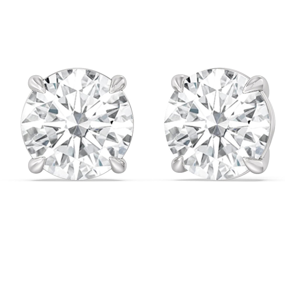 Certified Luxe Four Prong Lab Diamond Stud Earrings (IGI G+ VS+) with Platinum / Lab / 20 Cut Diamond in 14KT Platinum / Lab / 20 view 1
