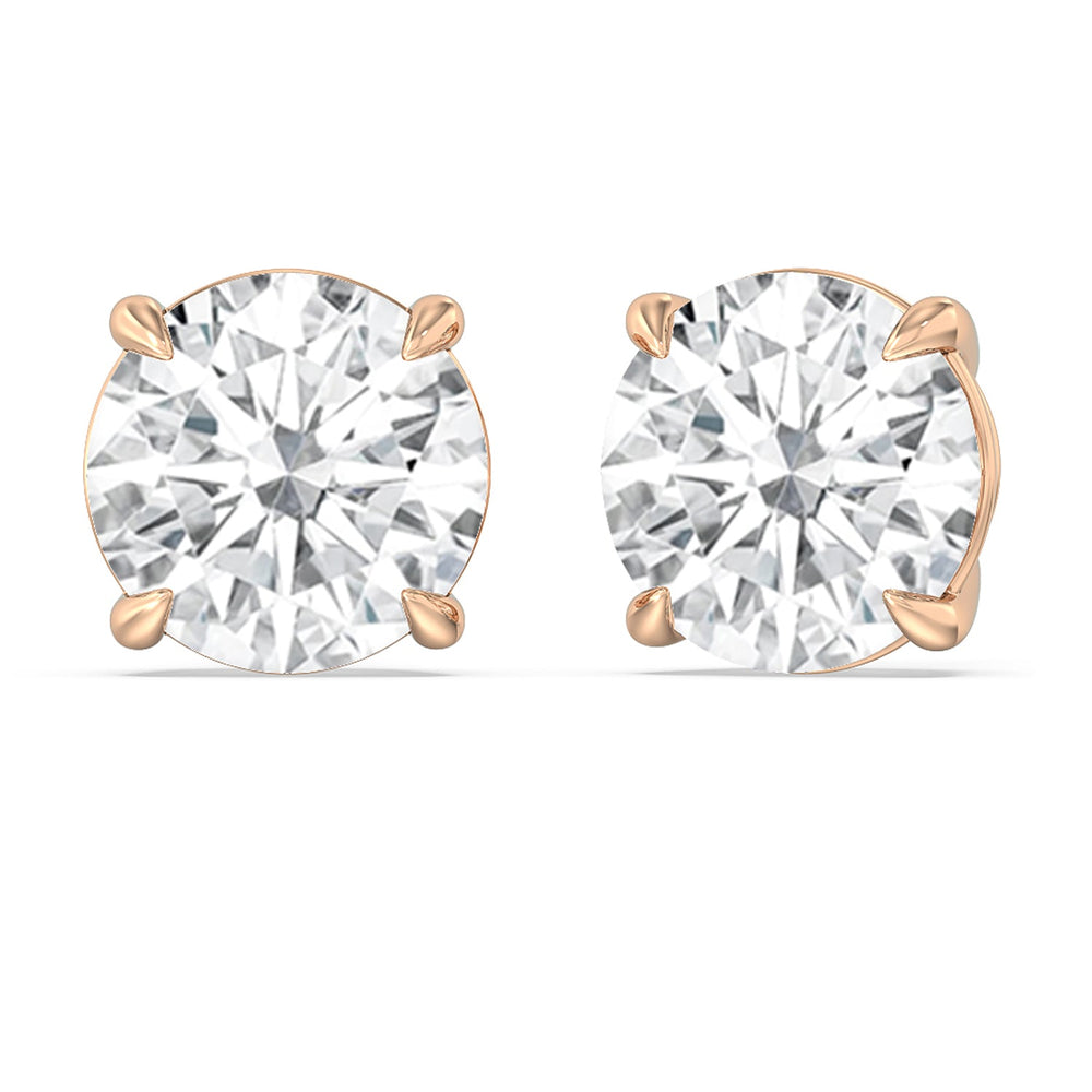Certified Luxe Four Prong Lab Diamond Stud Earrings (IGI G+ VS+) with 18KT Rose Gold / Lab / 16 Cut Diamond in 14KT Rose Gold / Lab / 16 view 1
