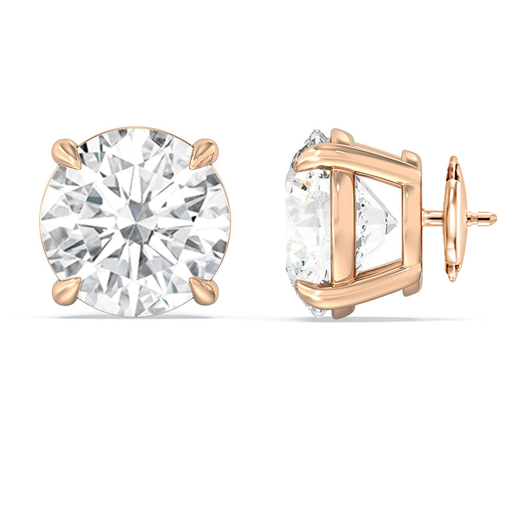 Certified Luxe Four Prong Lab Diamond Stud Earrings (IGI G+ VS+) with 18KT Rose Gold / Lab / 16 Cut Diamond in 14KT Rose Gold / Lab / 16 view 4

