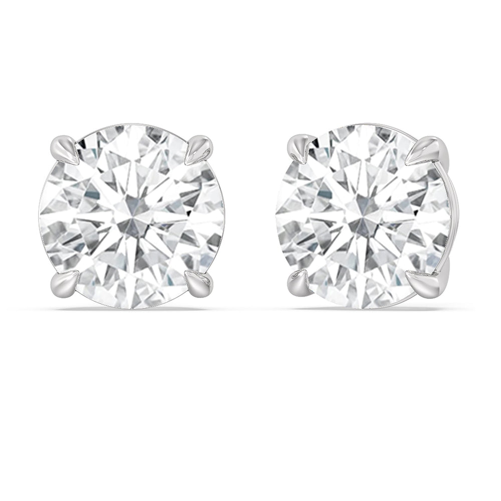 Certified Luxe Four Prong Lab Diamond Stud Earrings (IGI G+ VS+) with Platinum / Lab / 16 Cut Diamond in 14KT Platinum / Lab / 16 view 1
