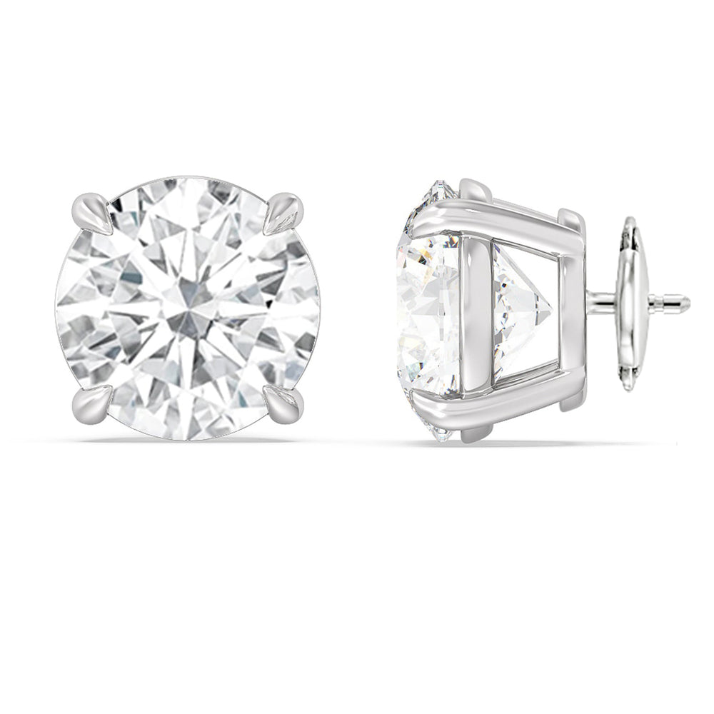Certified Luxe Four Prong Lab Diamond Stud Earrings (IGI G+ VS+) with Platinum / Lab / 16 Cut Diamond in 14KT Platinum / Lab / 16 view 4
