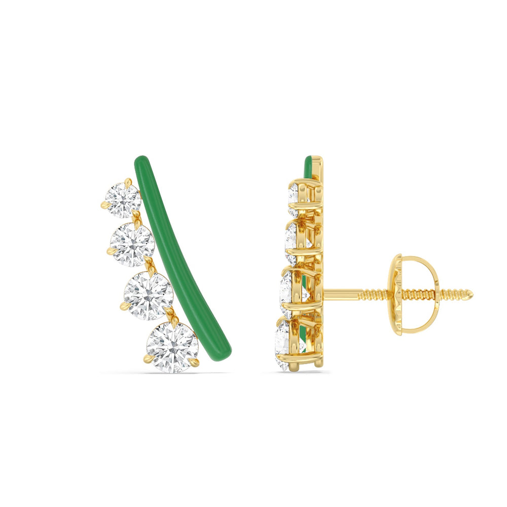 Round Diamond Climbers in Ceramic with 14KT Yellow Gold / Evergreen / 1 3/4 Cut Diamond in 14KT Yellow Gold / Evergreen / 1 3/4 view 2
