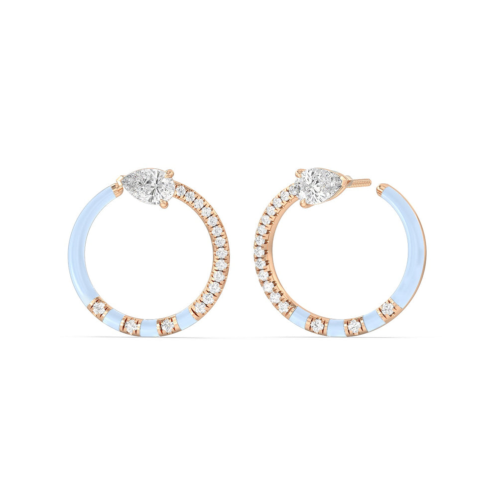 Half Diamond Pear Hoops in Ceramic with 14KT Rose Gold / Mist / 1 1/3 Cut Diamond in 14KT Rose Gold / Mist / 1 1/3 view 1
