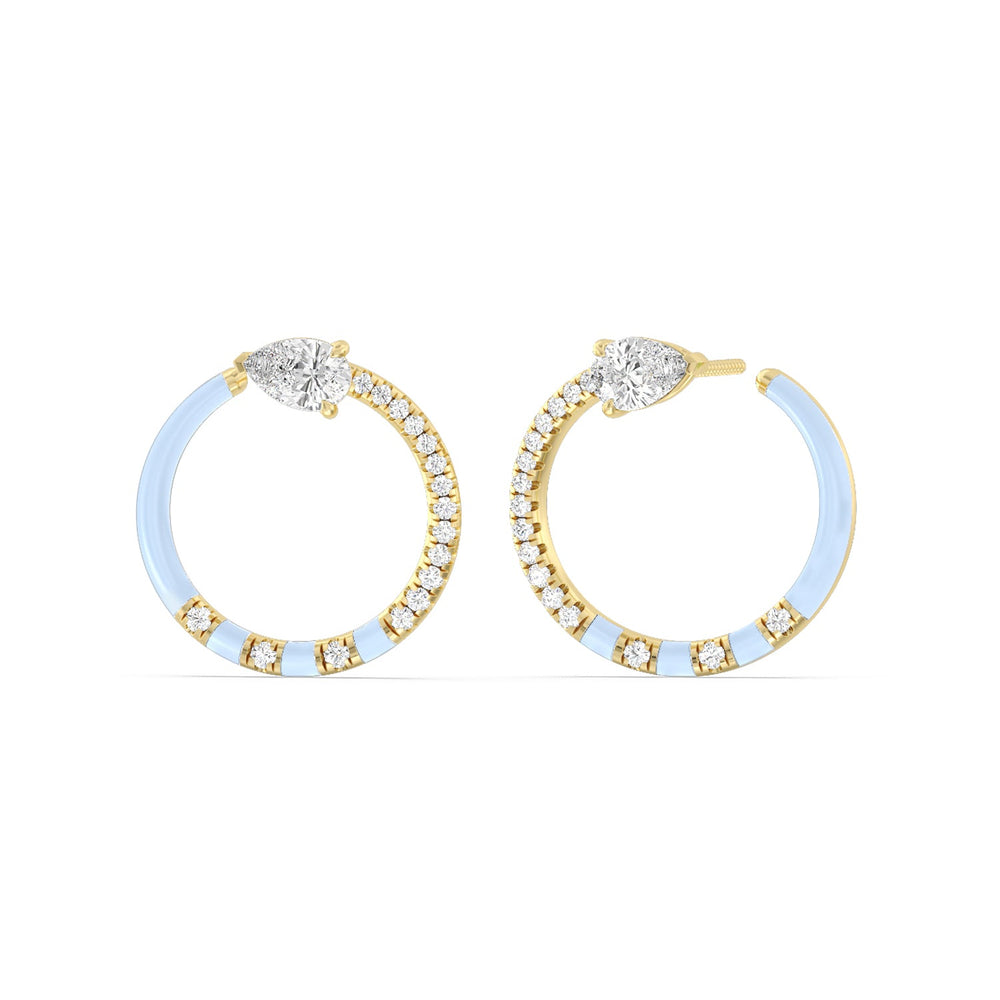 Half Diamond Pear Hoops in Ceramic with 14KT Yellow Gold / Mist / 1 1/3 Cut Diamond in 14KT Yellow Gold / Mist / 1 1/3 view 1
