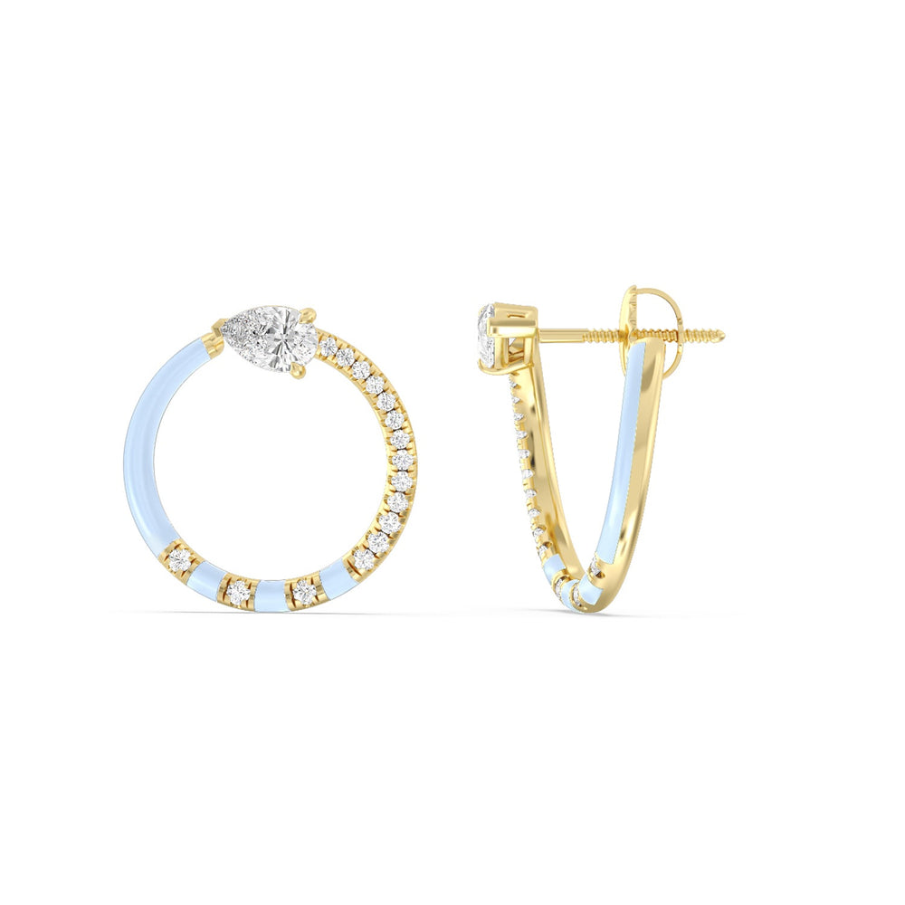 Half Diamond Pear Hoops in Ceramic with 14KT Yellow Gold / Mist / 1 1/3 Cut Diamond in 14KT Yellow Gold / Mist / 1 1/3 view 2
