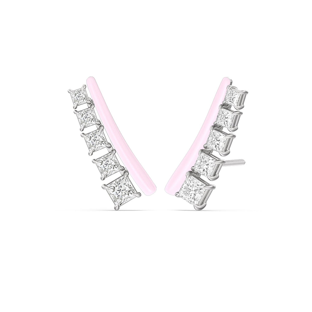 Princess Cut Climbers in Ceramic with 14KT White Gold / Lavender Rose / 1 3/8 Cut Diamond in 14KT White Gold / Lavender Rose / 1 3/8 view 1

