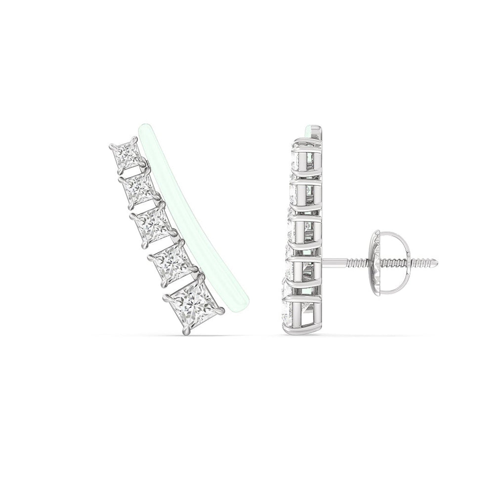 Princess Cut Climbers in Ceramic with 14KT White Gold / Honeydew / 1 3/8 Cut Diamond in 14KT White Gold / Honeydew / 1 3/8 view 2
