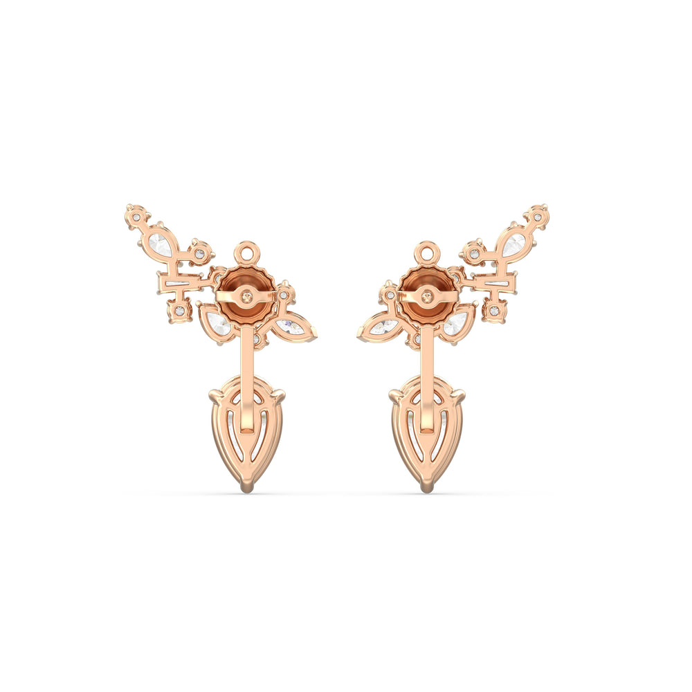 Cluster Pear Drop Earrings with 14KT Rose Gold / Lab / 6 1/3 Cut Diamond in 14KT Rose Gold / Lab / 6 1/3 view 6

