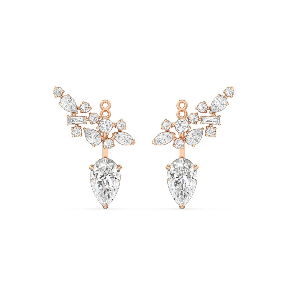 Cluster Pear Drop Earrings with 14KT Rose Gold / Lab / 6 1/3 Cut Diamond in 14KT Rose Gold / Lab / 6 1/3 view 1
