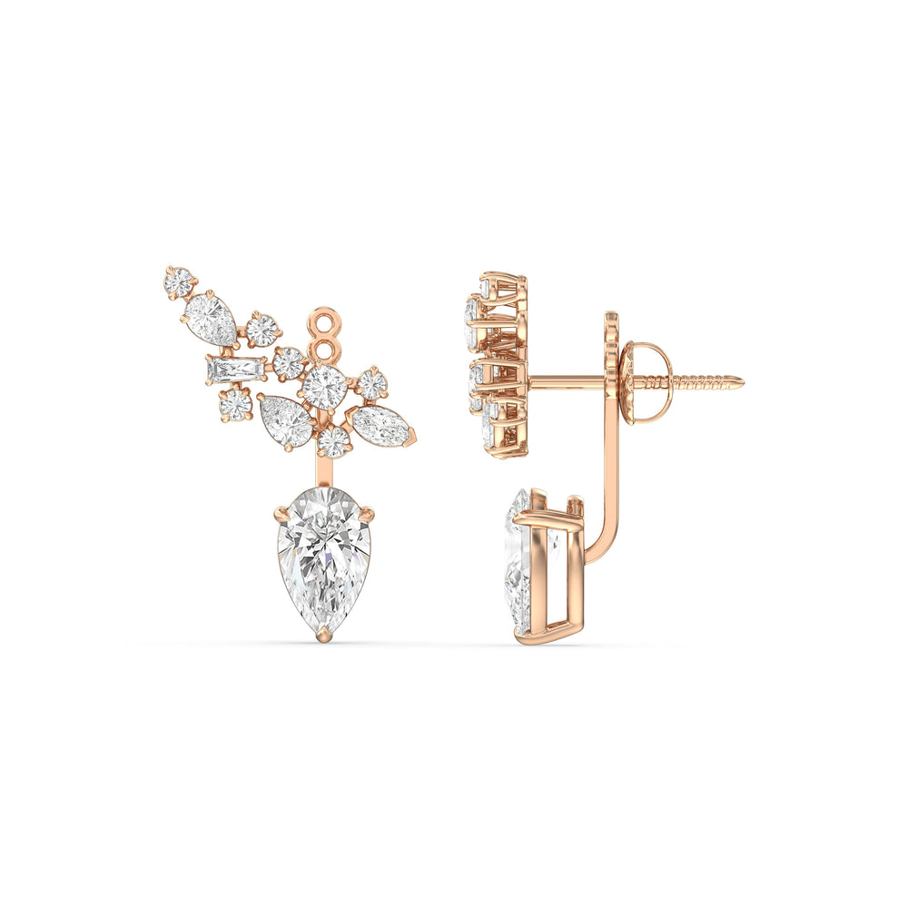 Cluster Pear Drop Earrings with 14KT Rose Gold / Lab / 6 1/3 Cut Diamond in 14KT Rose Gold / Lab / 6 1/3 view 5

