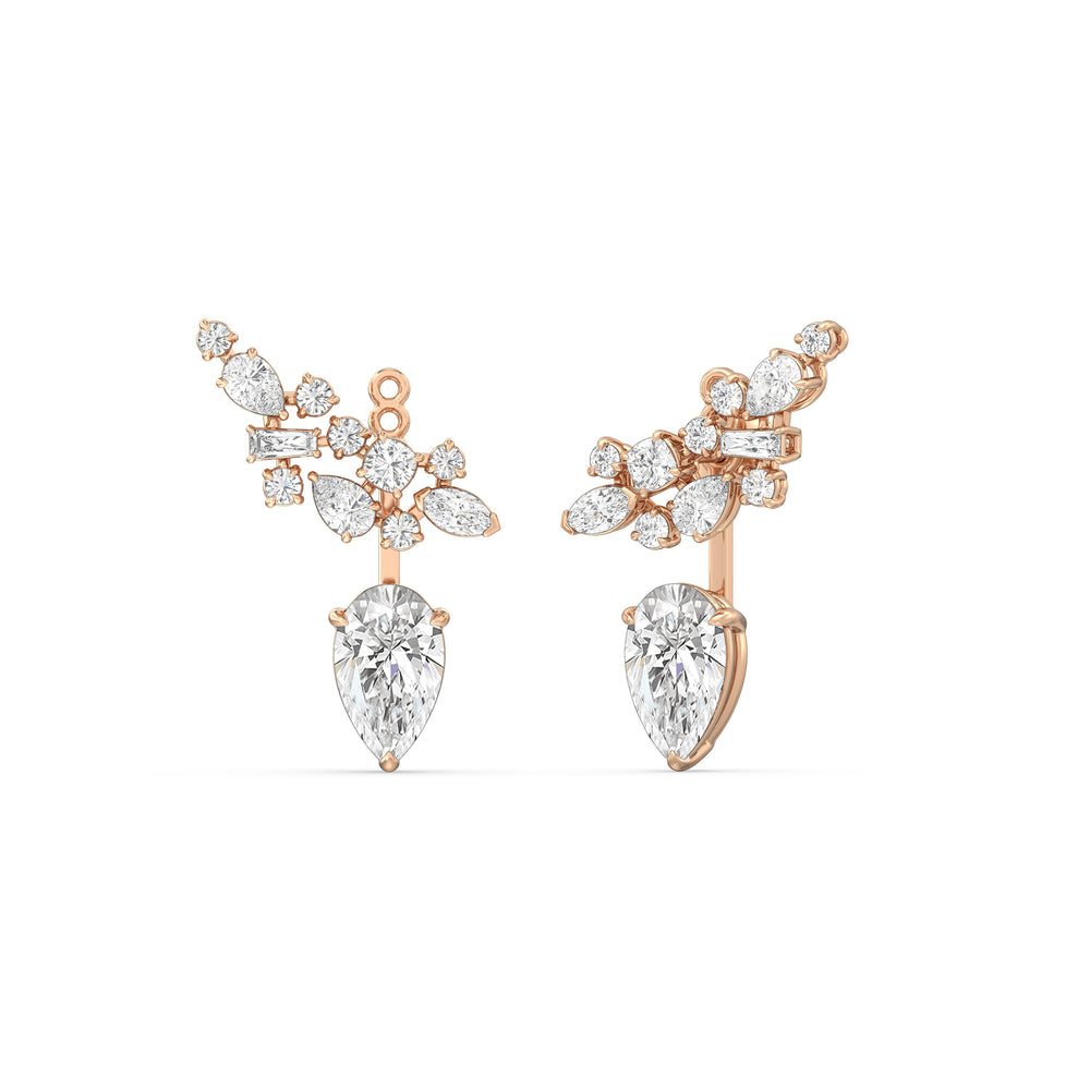 Cluster Pear Drop Earrings with 14KT Rose Gold / Lab / 6 1/3 Cut Diamond in 14KT Rose Gold / Lab / 6 1/3 view 2
