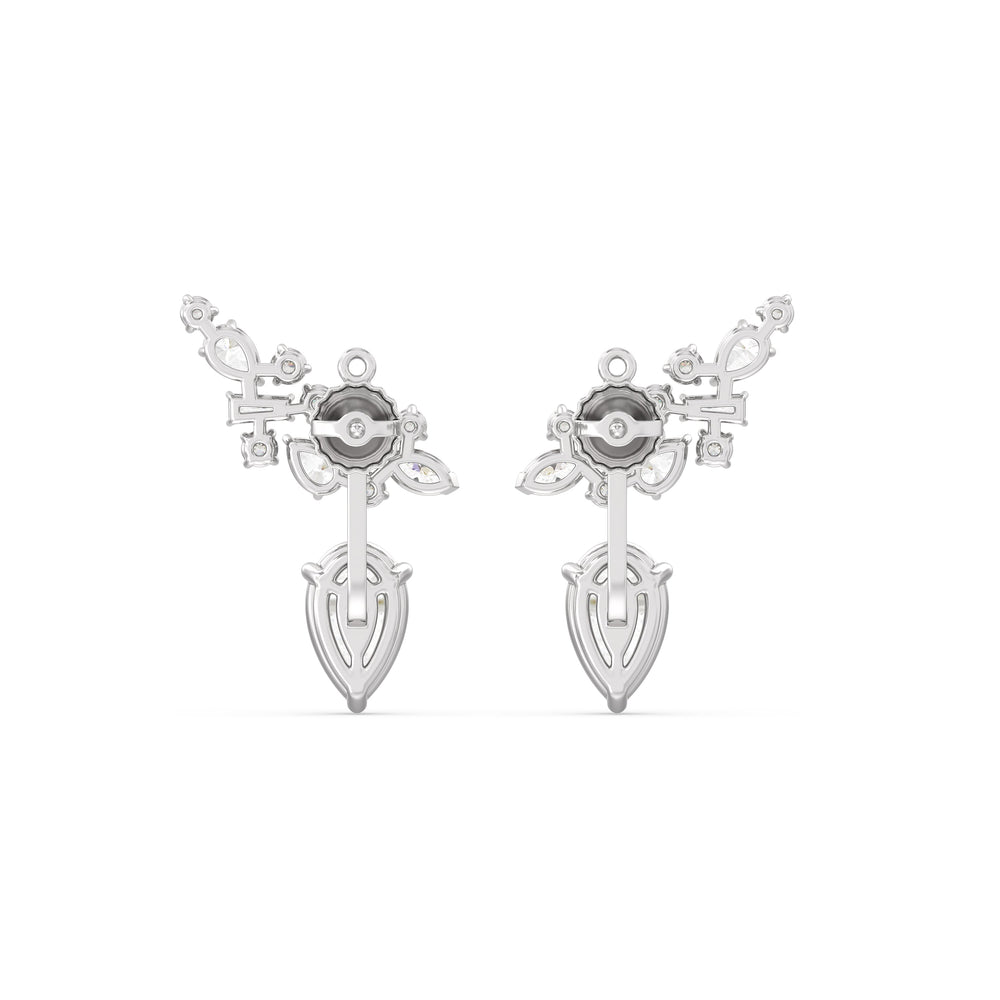 Cluster Pear Drop Earrings with 14KT White Gold / Lab / 6 1/3 Cut Diamond in 14KT White Gold / Lab / 6 1/3 view 6
