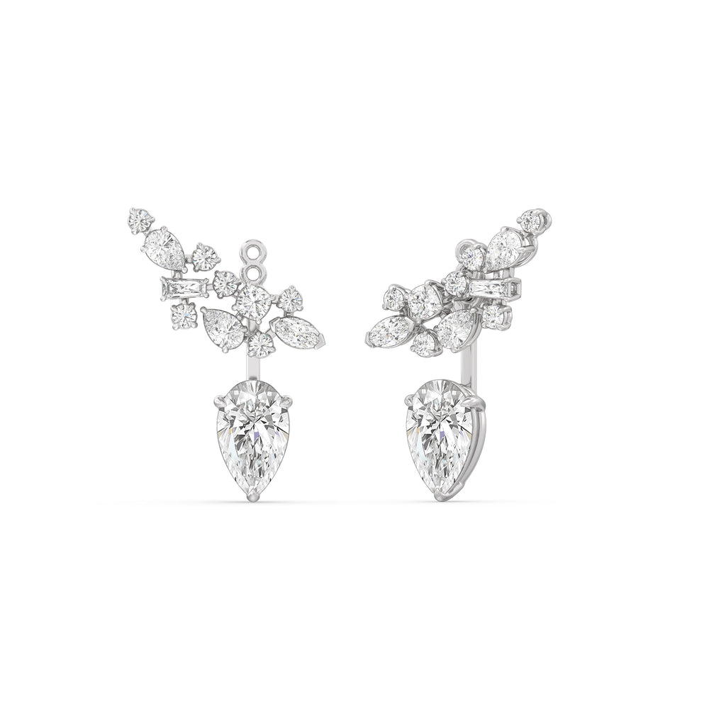 Cluster Pear Drop Earrings with 14KT White Gold / Lab / 6 1/3 Cut Diamond in 14KT White Gold / Lab / 6 1/3 view 2
