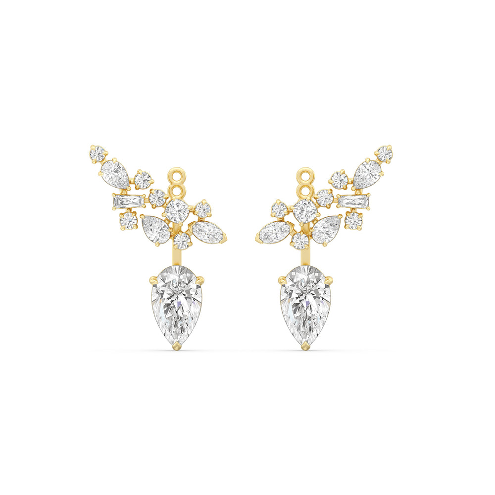 Cluster Pear Drop Earrings with 14KT Yellow Gold / Lab / 6 1/3 Cut Diamond in 14KT Yellow Gold / Lab / 6 1/3 view 1
