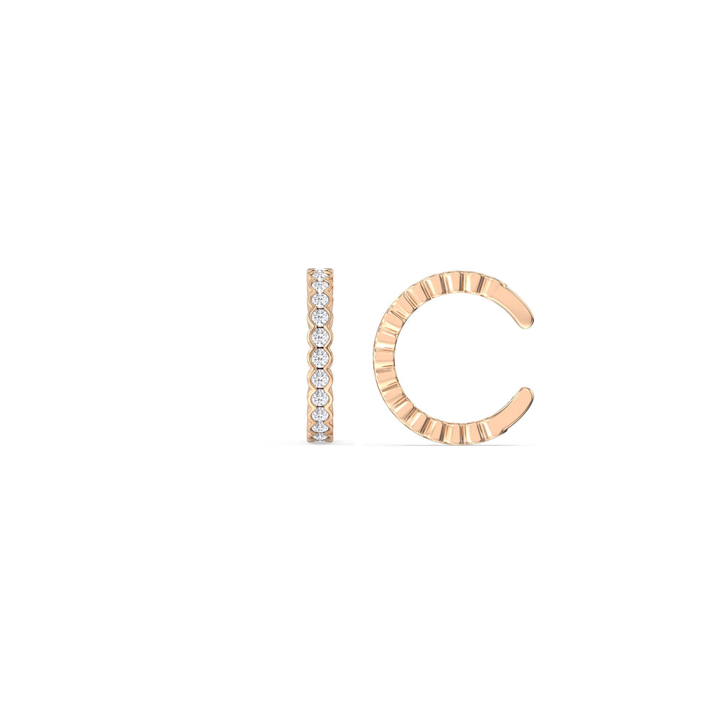 Half Bezel Ear Cuffs with 14KT Rose Gold / Pair Cut Diamond in 14KT Rose Gold / Pair view 5
