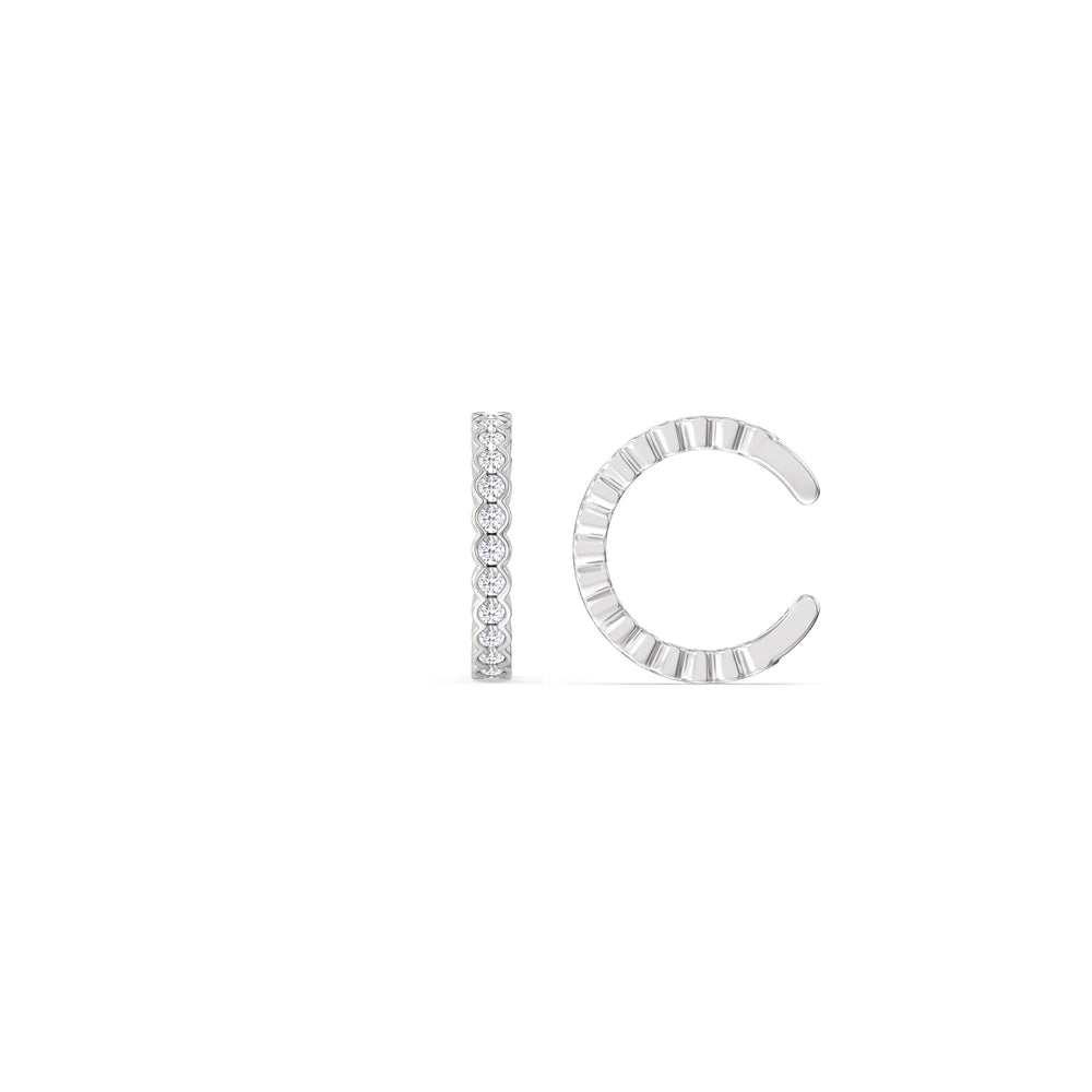 Half Bezel Ear Cuffs with 14KT White Gold / Single Cut Diamond in 14KT White Gold / Single view 5
