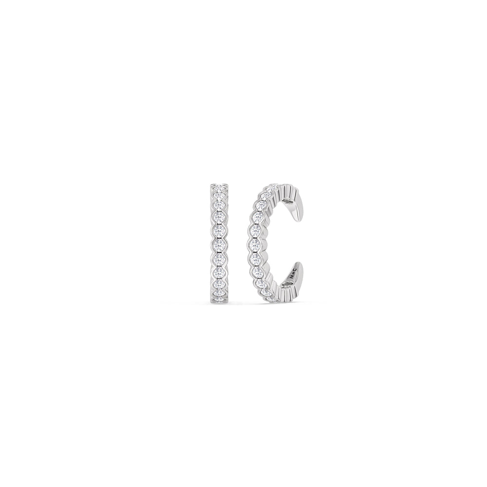 Half Bezel Ear Cuffs with 14KT White Gold / Single Cut Diamond in 14KT White Gold / Single view 1

