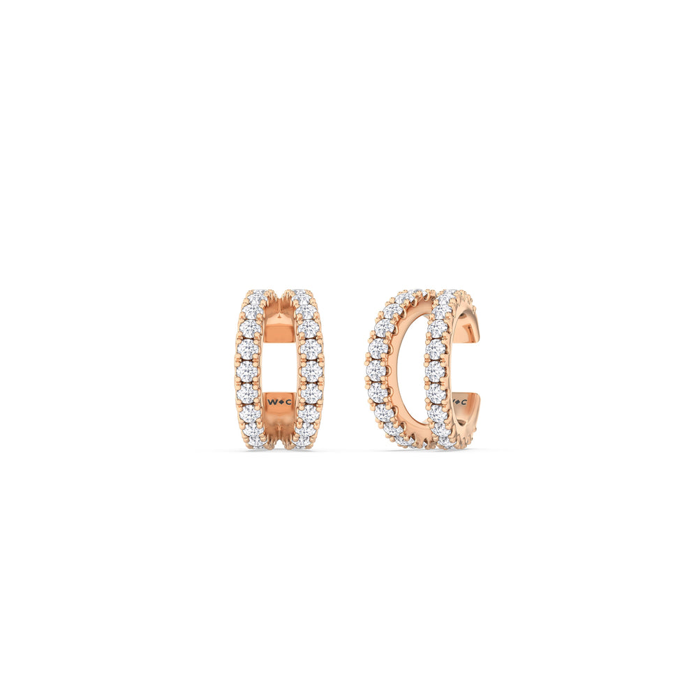 Tapered Duet Ear Cuffs with 14KT Rose Gold / Single Cut Diamond in 14KT Rose Gold / Single view 1
