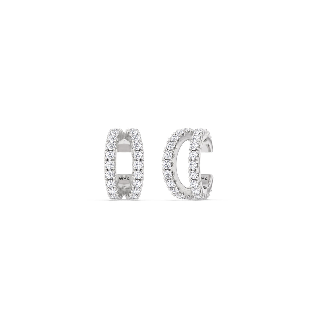Tapered Duet Ear Cuffs with 14KT White Gold / Pair Cut Diamond in 14KT White Gold / Pair view 1
