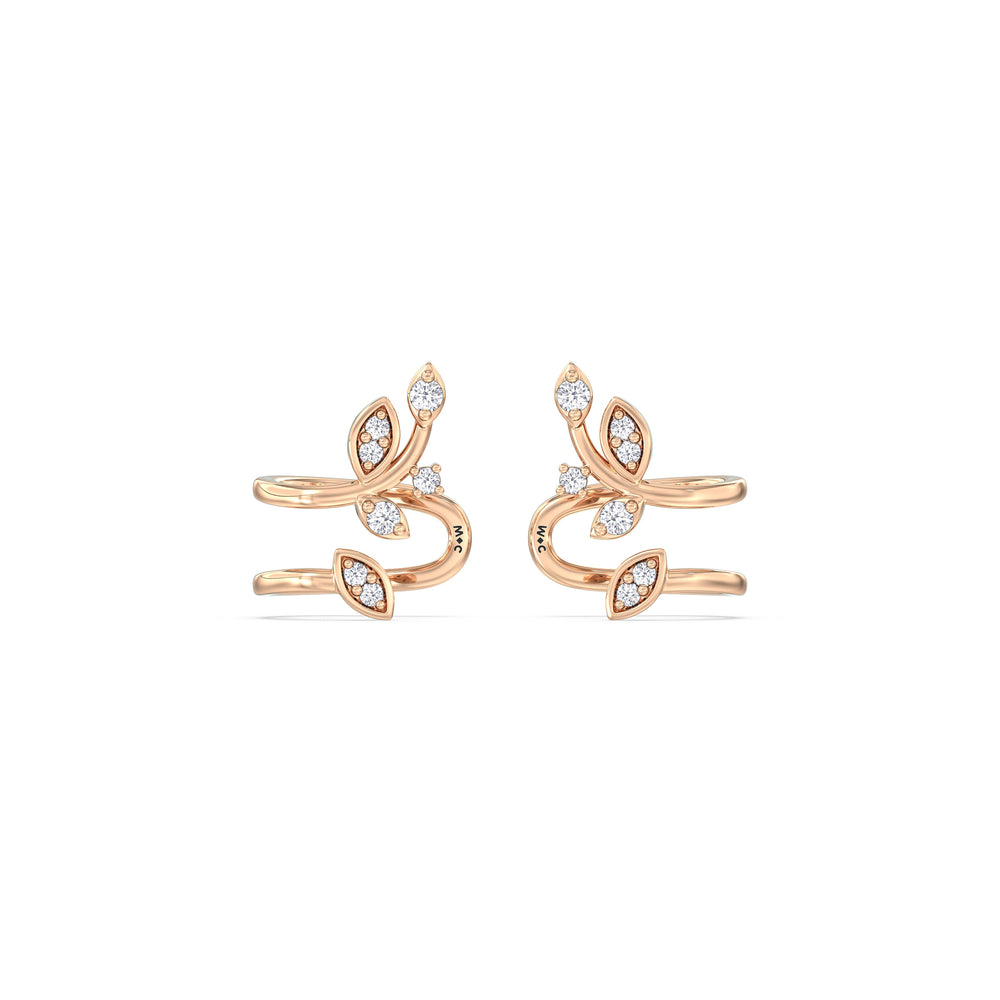 Vine Ear Cuffs with 14KT Rose Gold / Left Cut Diamond in 14KT Rose Gold / Left view 4
