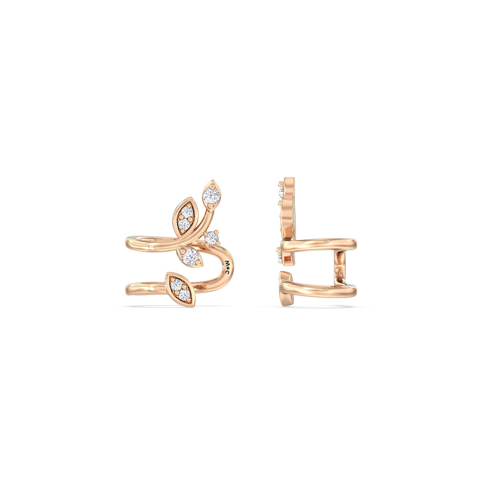 Vine Ear Cuffs with 14KT Rose Gold / Right Cut Diamond in 14KT Rose Gold / Right view 4

