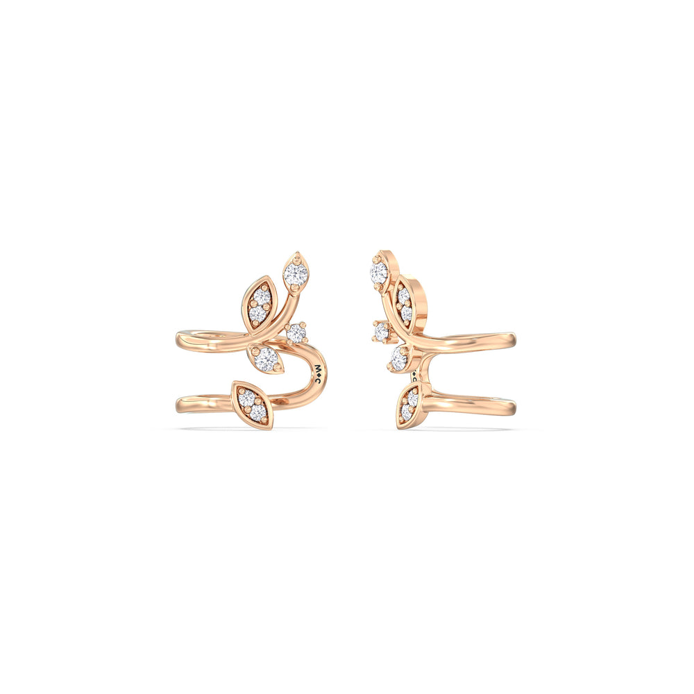 Vine Ear Cuffs with 14KT Rose Gold / Pair Cut Diamond in 14KT Rose Gold / Pair view 1
