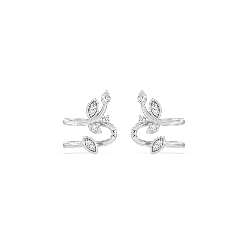 Vine Ear Cuffs with 14KT White Gold / Left Cut Diamond in 14KT White Gold / Left view 4
