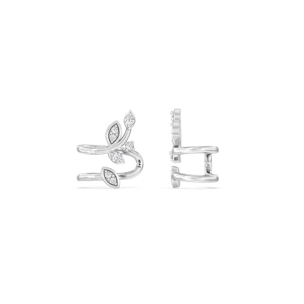 Vine Ear Cuffs with 14KT White Gold / Right Cut Diamond in 14KT White Gold / Right view 5
