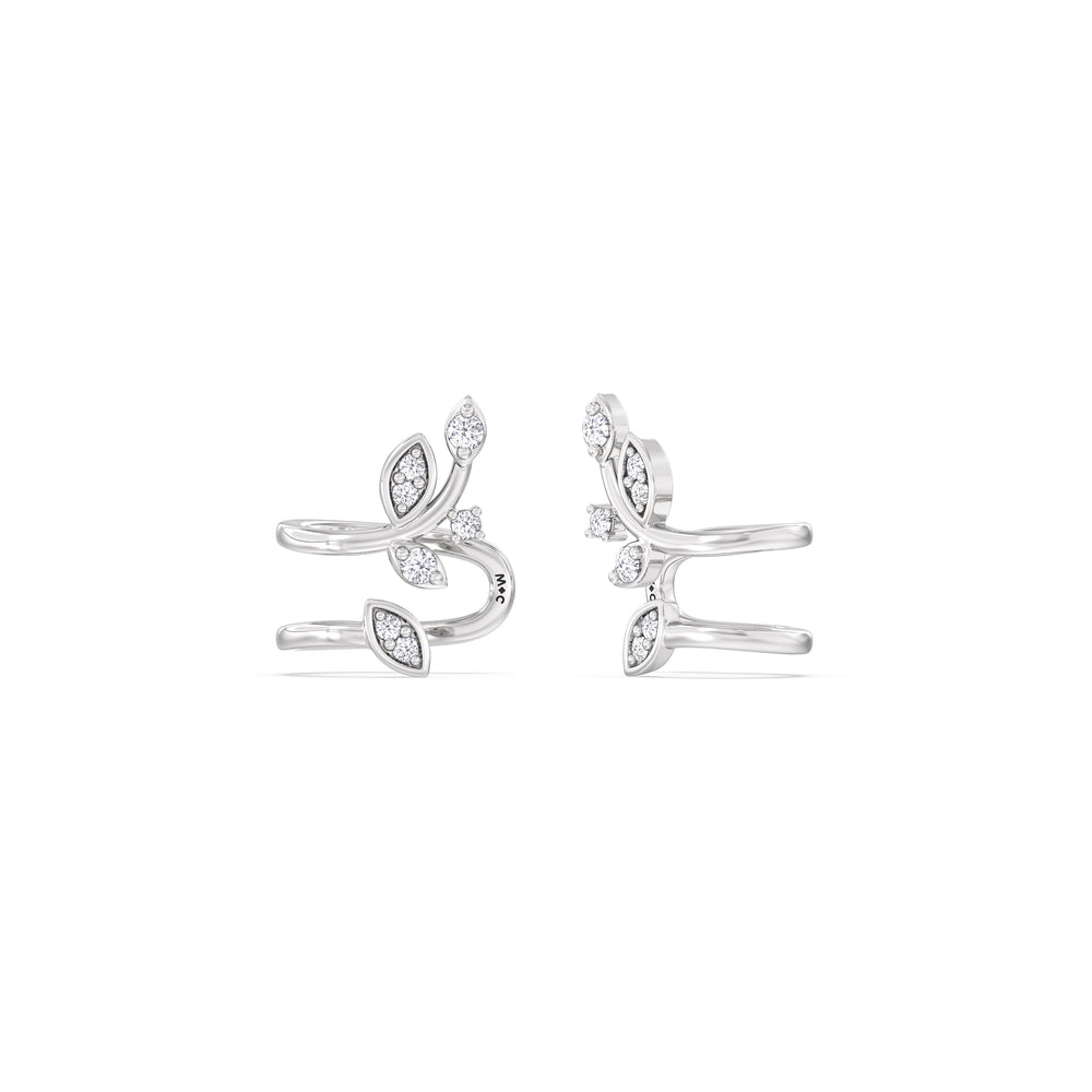 Vine Ear Cuffs with 14KT White Gold / Pair Cut Diamond in 14KT White Gold / Pair view 1
