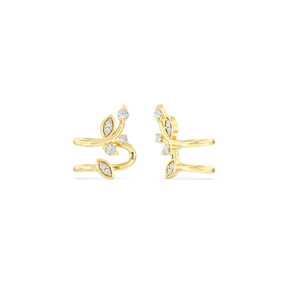Vine Ear Cuffs with 14KT Yellow Gold / Pair Cut Diamond in 14KT Yellow Gold / Pair view 1
