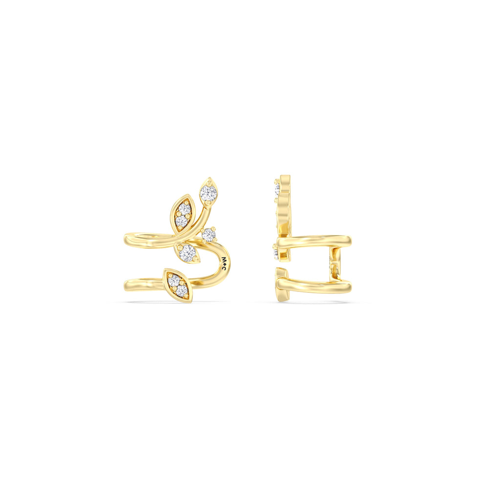 Vine Ear Cuffs with 14KT Yellow Gold / Right Cut Diamond in 14KT Yellow Gold / Right view 4
