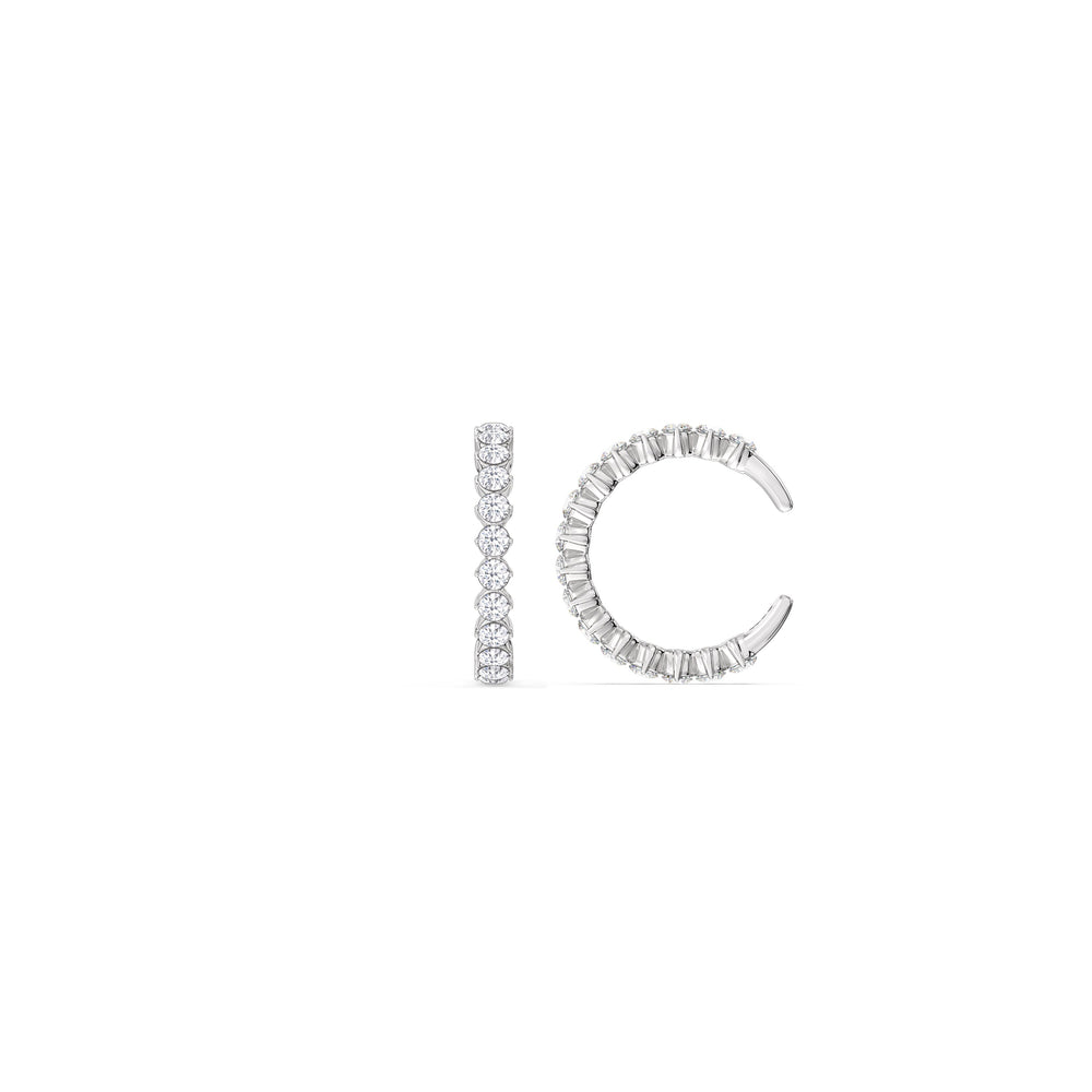 Honeycomb Ear Cuffs with 14KT White Gold / Single Cut Diamond in 14KT White Gold / Single view 5
