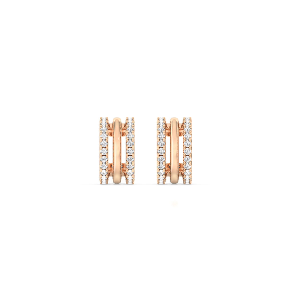 Trilogy Ear Cuffs with 14KT Rose Gold / Pair Cut Diamond in 14KT Rose Gold / Pair view 4
