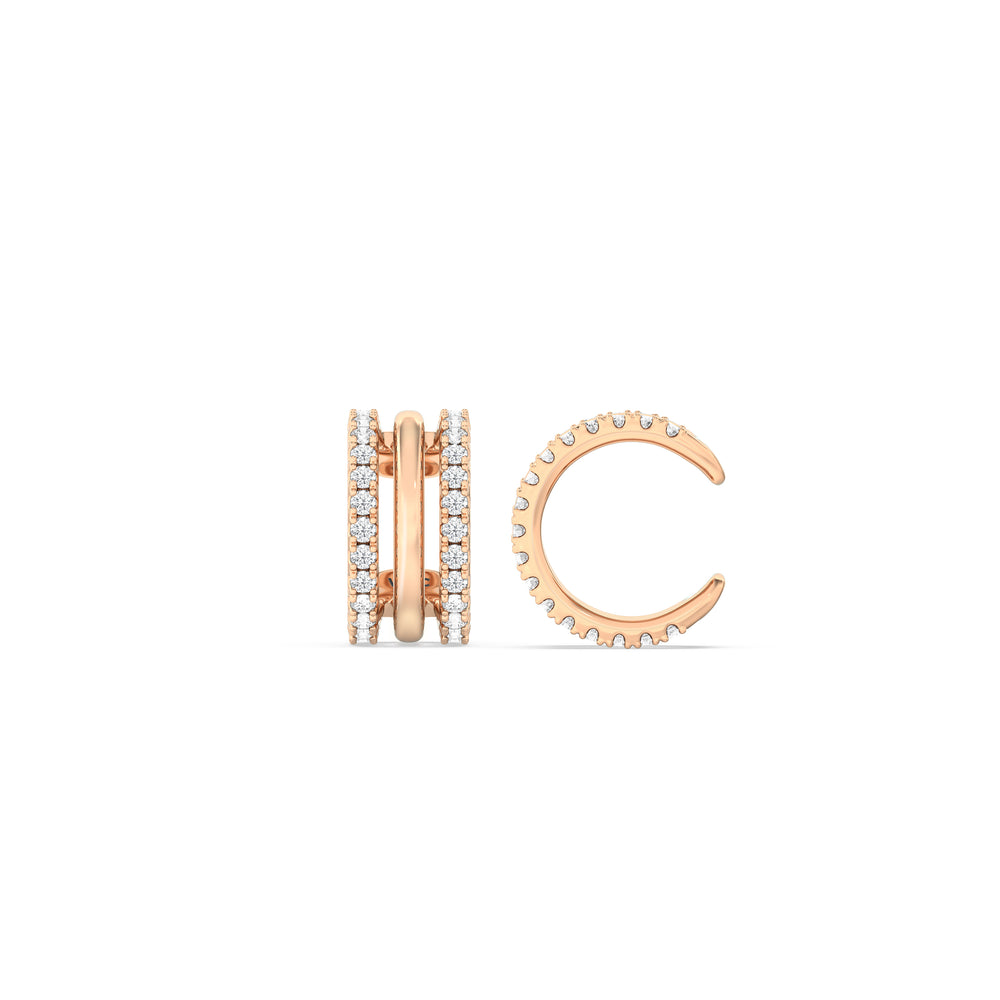 Trilogy Ear Cuffs with 14KT Rose Gold / Single Cut Diamond in 14KT Rose Gold / Single view 5
