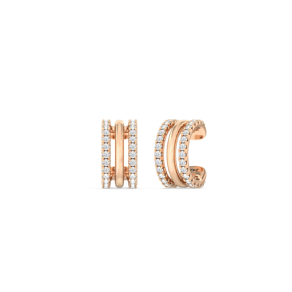 Trilogy Ear Cuffs with 14KT Rose Gold / Pair Cut Diamond in 14KT Rose Gold / Pair view 1
