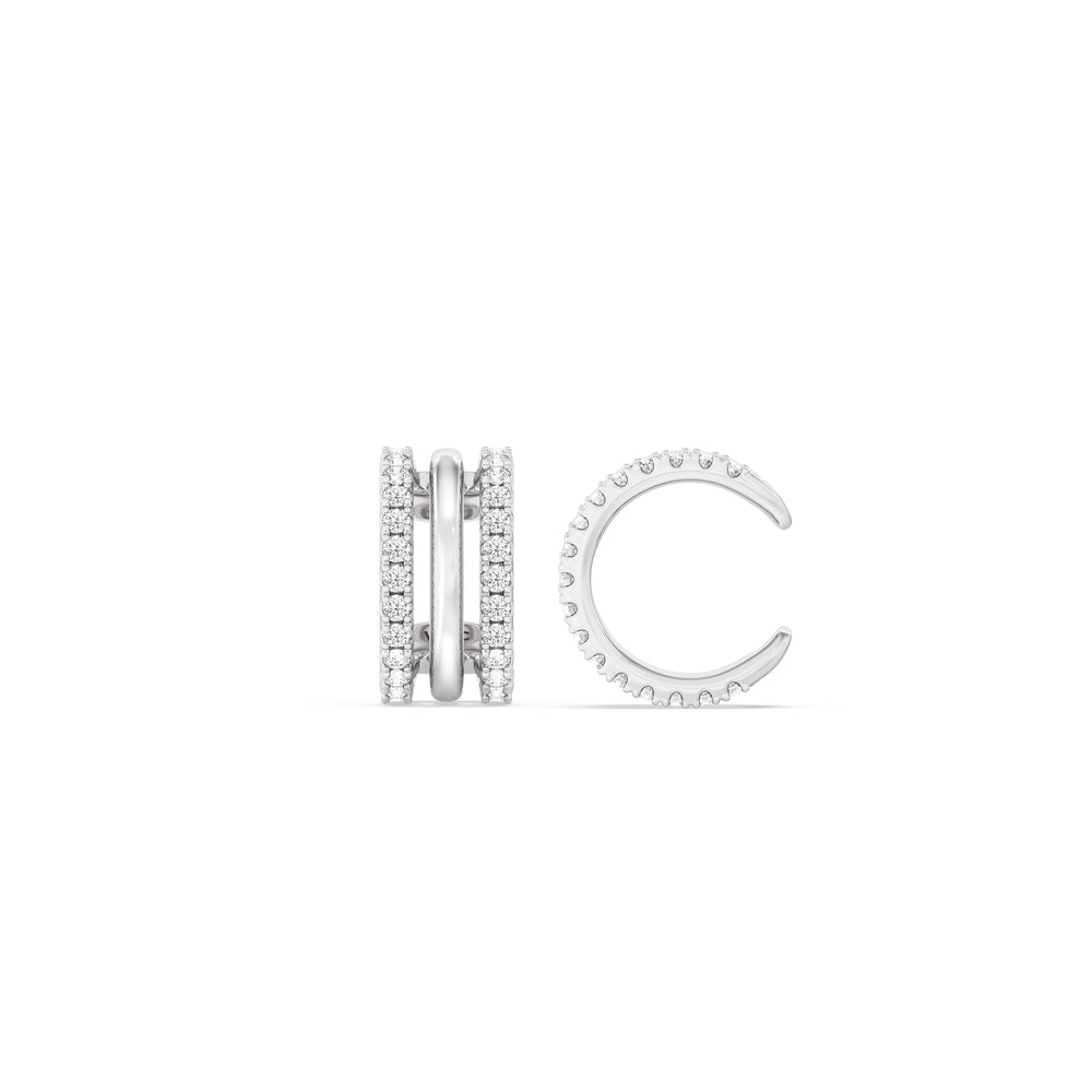 Trilogy Ear Cuffs with 14KT White Gold / Single Cut Diamond in 14KT White Gold / Single view 5

