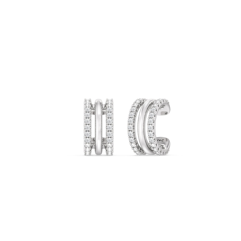 Trilogy Ear Cuffs with 14KT White Gold / Pair Cut Diamond in 14KT White Gold / Pair view 1
