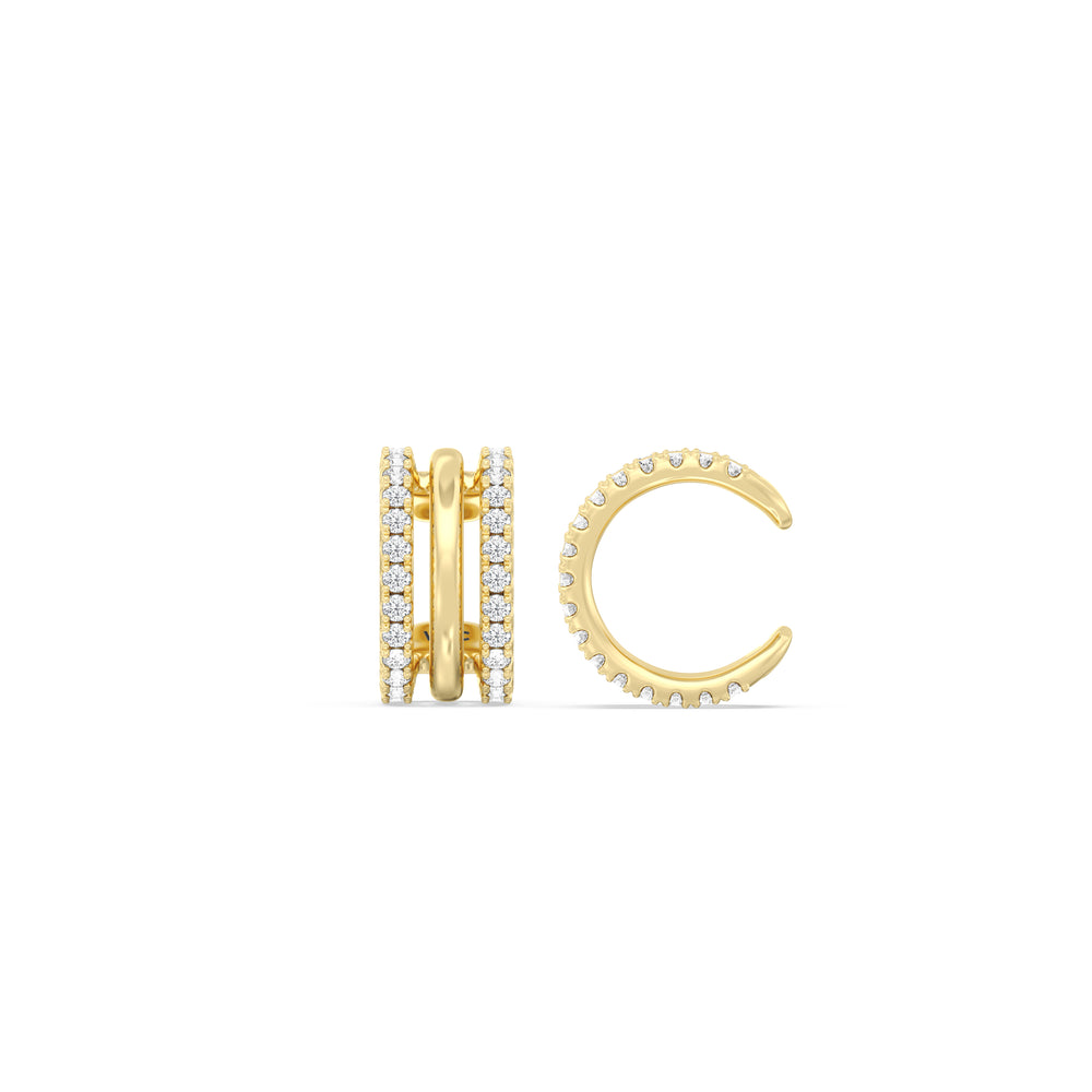 Trilogy Ear Cuffs with 14KT Yellow Gold / Single Cut Diamond in 14KT Yellow Gold / Single view 5
