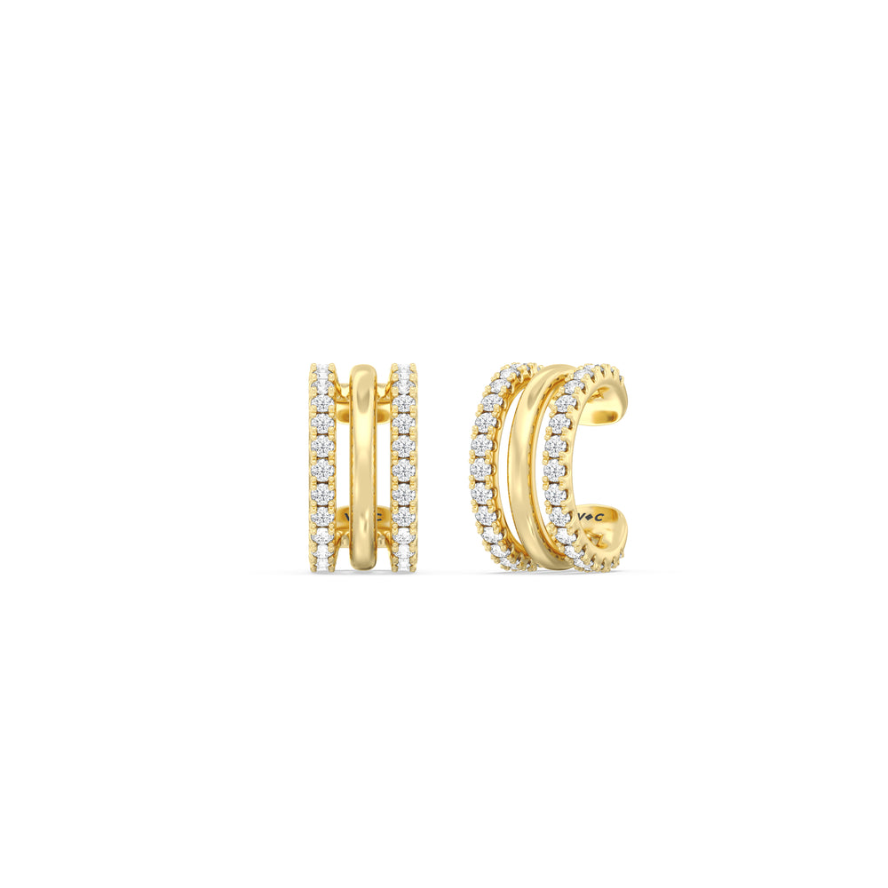 Trilogy Ear Cuffs with 14KT Yellow Gold / Pair Cut Diamond in 14KT Yellow Gold / Pair view 1
