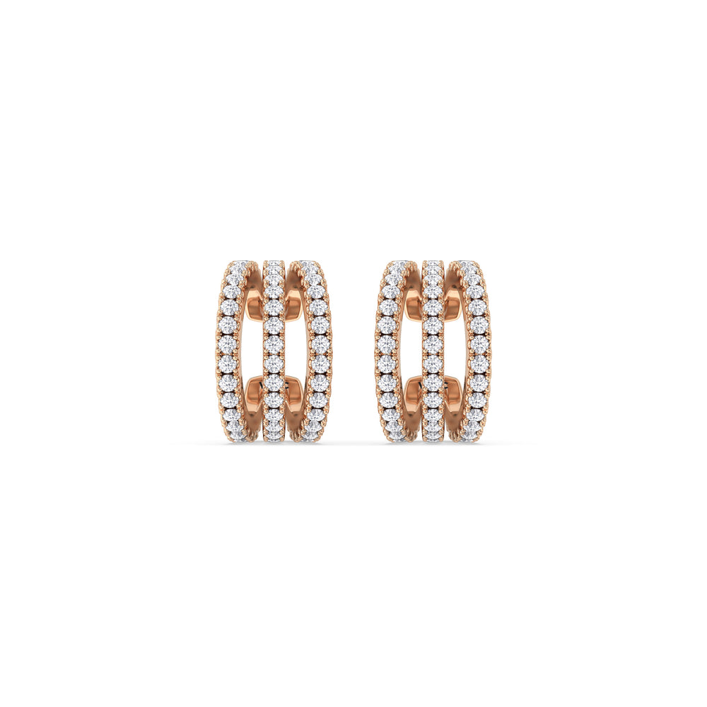 Tapered Trilogy Ear Cuffs with 14KT Rose Gold / Single Cut Diamond in 14KT Rose Gold / Single view 4

