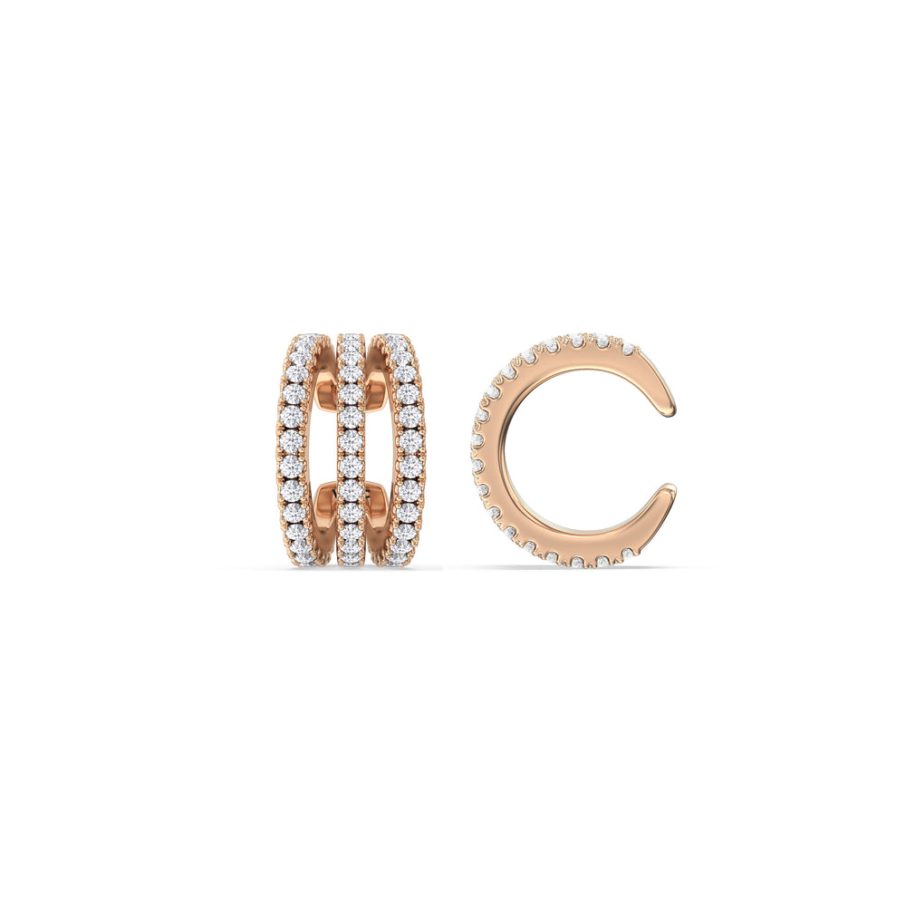 Tapered Trilogy Ear Cuffs with 14KT Rose Gold / Single Cut Diamond in 14KT Rose Gold / Single view 5
